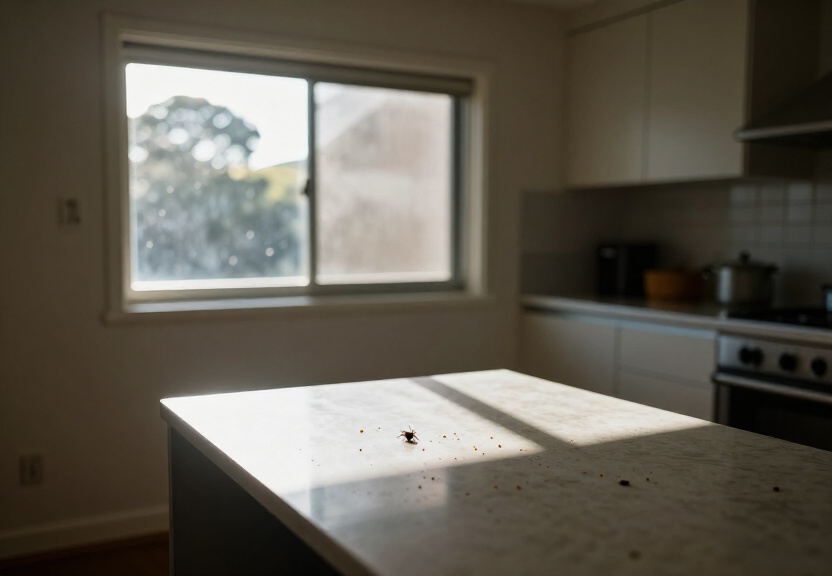 Spider webs and droppings in a Phillip Bay wall cavity before treatment
